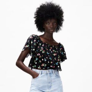 NWT Zara Floral Print Top Size S
